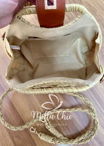 Bolsa Media De Palha Verão Solange - Areia - Milla Chic
