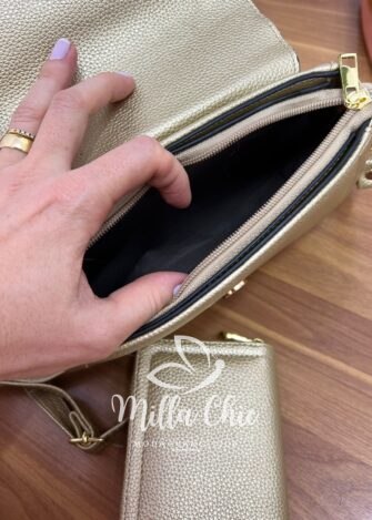 Bolsa Pequena Com Alça E Carteira Hellen - Preta - Milla Chic