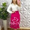 Camisa Crepinho Manga Longa e Gola Polo Veronica - Branco - Milla Chic