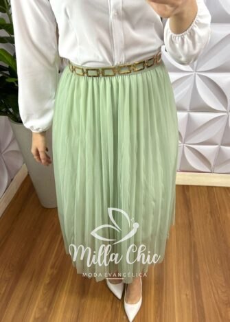 Camisa Crepinho Manga Longa e Gola Polo Veronica - Branco - Milla Chic