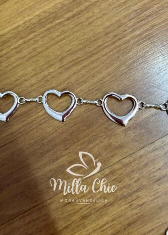 Cinto Corrente De Coração Com Regulagem Amélia - Prata - Milla Chic