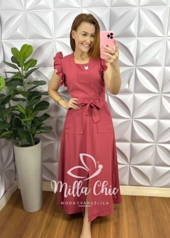 Conjunto Alfaiataria Marrant Com Saia Longa Kate - Goiaba - Milla Chic