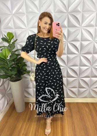 Milla Chic - millachic com br conjunto viscolinho blusa cropped e saia midi gabriela creme com verde copia 3 Conjunto Viscolinho Blusa Cropped E Saia Mídi Gabriela - Preto - Milla Chic