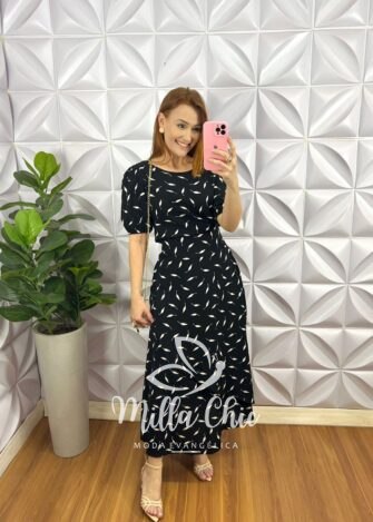 Milla Chic - millachic com br conjunto viscolinho blusa cropped e saia midi gabriela creme com verde copia 4 Conjunto Viscolinho Blusa Cropped E Saia Mídi Gabriela - Preto - Milla Chic