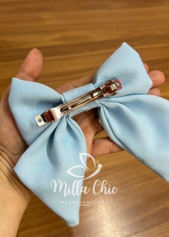 Laço Médio No Crepe Lara - Baby Blue - Milla Chic