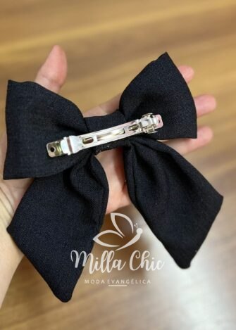 Laço Médio No Crepe Lara - Preto - Milla Chic