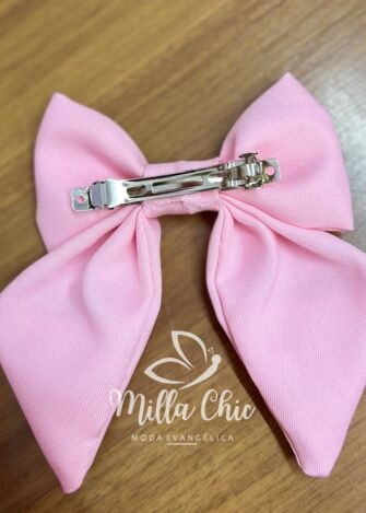 Laço Médio No Crepe Lara - Rosa Balé - Milla Chic