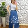 Milla Chic - millachic com br saia jeans longa gode lastex na cintura com botoes miriam azul 3 Saia Jeans Longa Godê Lastex Na Cintura Com Botões Miriam - Azul - Milla Chic