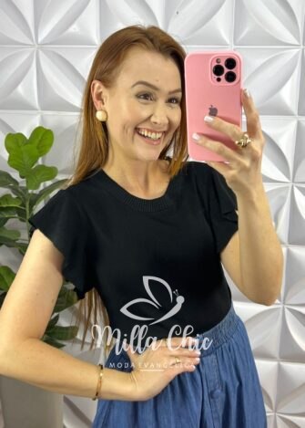 Saia Jeans Longa Godê Lastex Na Cintura Com Botões Miriam - Azul - Milla Chic