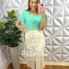 Saia Linhão Reta Com Fenda Frontal Camélia - Areia - Milla Chic