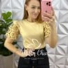 Saia Sarja Com Elastano Com Botões Funcionais Dourado Lenir - Preta - Milla Chic