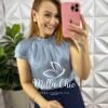 Saia Sarja Com Elastano Mídi Fenda Frontal Cristina - Azul Marinho - Milla Chic