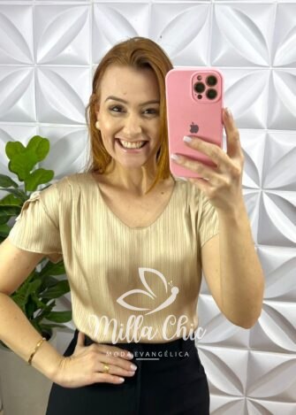 Saia Sarja Com Elastano Mídi Fenda Frontal Cristina - Preta - Milla Chic