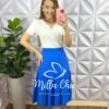 Saia Viscolinho Forrada Três Marias Marisa - Azul - Milla Chic