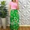 Saia Viscose Com Lastex Na Cintura Longa Quitéria - Verde - Milla Chic