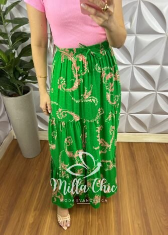 Milla Chic - millachic com br saia viscose com lastex na cintura longa quiteria verde 5 Saia Viscose Com Lastex Na Cintura Longa Quitéria - Verde - Milla Chic
