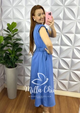 Milla Chic - millachic com br vestido alfaiataria envelope no busto cinto com fivela dourada giza salmao copia 2 Vestido Alfaiataria Envelope No Busto Cinto Com Fivela Dourada Giza - Azul - Milla Chic