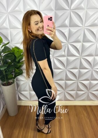 Milla Chic - millachic com br vestido anarruga gola polo midi dani preto 1 Vestido Anarruga Tubinho Gola Polo Mídi Dani - Preto - Milla Chic
