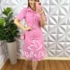 Vestido Chemise Linho Natural Botões Madrepérola Tania - Rosa Balé - Milla Chic