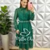 Vestido Chiffon Com Forro Avulso Mídi Paola - Verde - Milla Chic