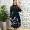 Vestido Chiffon Com Forro Avulso Mídi Paola - Preto - Milla Chic
