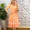 Milla Chic - millachic com br vestido chiffon devore midi estampado leticia salmao 2 Vestido Chiffon Devore Mídi Estampado Leticia - Salmão - Milla Chic
