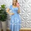 Vestido Crepe Alfaiataria Longo Cinto Encapado Julia - Azul - Milla Chic