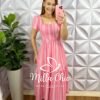 Vestido Crepe Alfaiataria Longo Cinto Encapado Julia - Rosa - Milla Chic