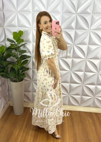 Milla Chic - millachic com br vestido crepe gloss longo com botoes no busto e guipper ana laura manteiga 3 Vestido Crepe Gloss Longo Com Botões No Busto E Guipper Ana Laura - Manteiga - Milla Chic