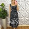 Vestido Crepe Mídi Manga Babadinho Mika - Preto - Milla Chic