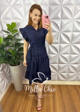 Milla Chic - millachic com br vestido crepinho oversized manga babadinho geysa azul 2 Vestido Crepinho Oversized Manga Babadinho Geysa - Azul - Milla Chic
