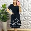 Vestido Dunna Oversized Manga Princesa Faixa Cinto Helena - Preto - Milla Chic