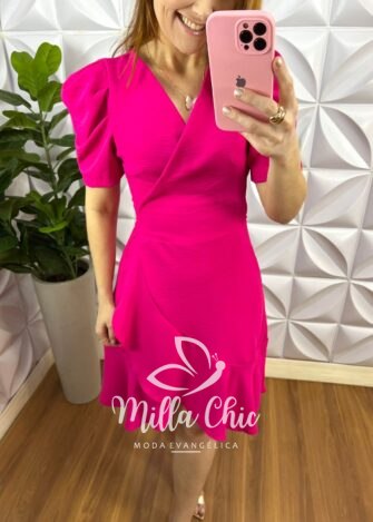 Vestido Envelope Dunna Faixa Cinto Melissa - Pink - Milla Chic