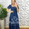 Vestido Jeans Longo Com Manga Princesa Jaqueline - Azul - Milla Chic