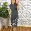 Vestido Malha 100% Algodão Manga Muscle Mariza - Cinza - Milla Chic