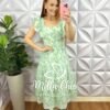 Vestido No Laíse De Algodão Manga Babadinho Mídi Fernanda - Verde - Milla Chic