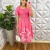 Vestido No Laíse De Algodão Mídi Manga Raglan Eduarda - Rosa - Milla Chic