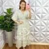 Vestido Viscolinho Estampado Mídi Manga Raglan Grace - Branco - Milla Chic
