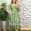 Milla Chic - millachic com br vestido viscolinho estampado mullet com bojo em verde Vestido Viscolinho Estampado Mullet Com Bojo Emanuele - Verde - Milla Chic