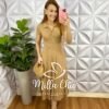 Vestido Viscose Canelada Com Gola Polo Valência - Nude - Milla Chic