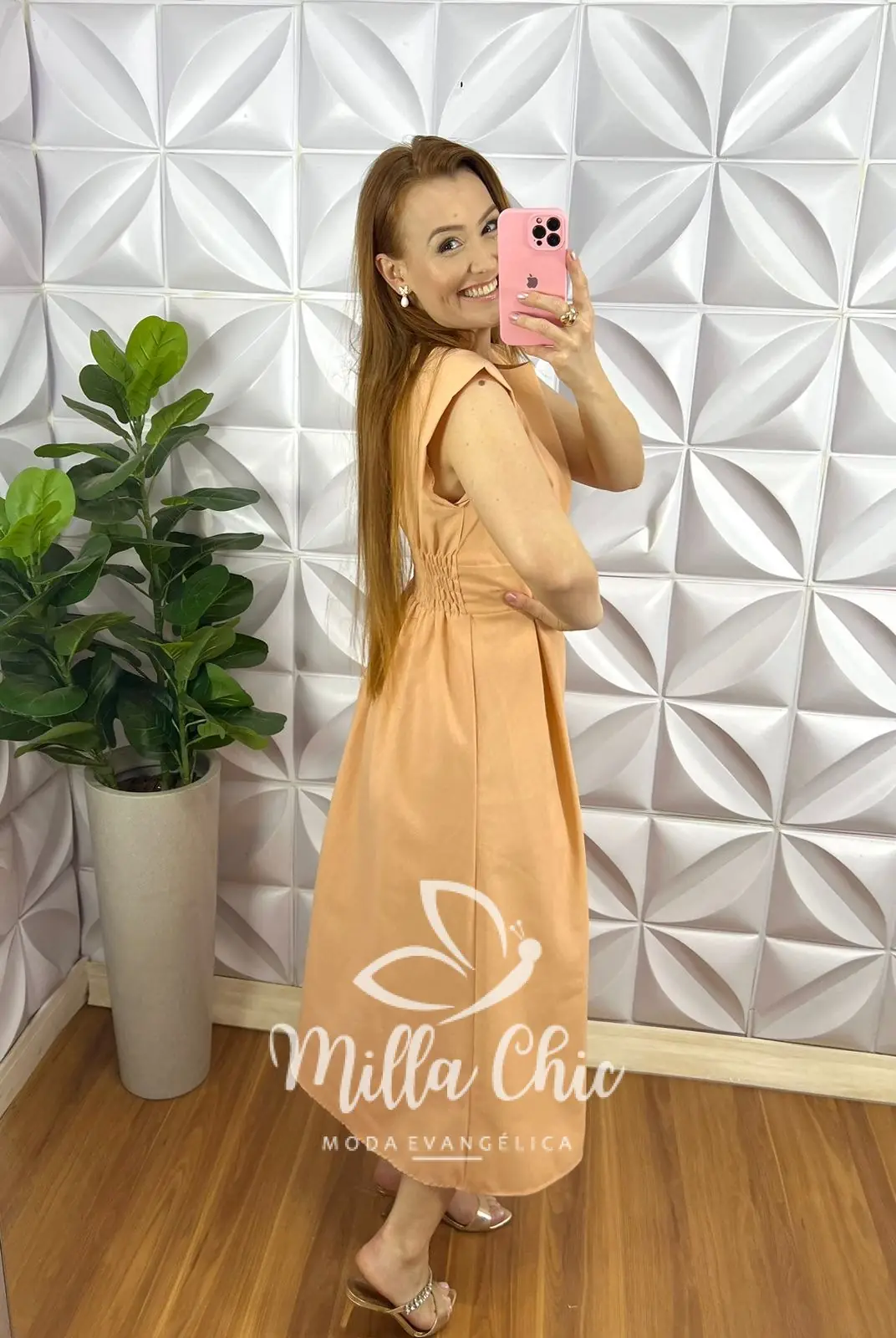 Vestido Linhão Mídi Com Pregas E Lastex Luna – Pêssego – Milla Chic Vestido Linhão Mídi Com Pregas E Lastex Luna - Pêssego - Milla Chic