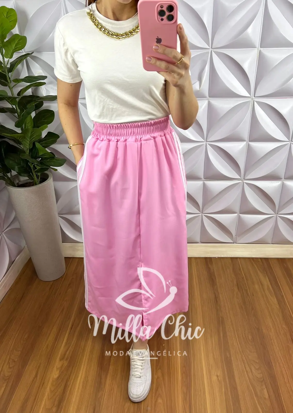 Saia Crepe Alfaiataria Longo Com Fenda Frontal Adele – Rosa – Milla Chic Saia Crepe Alfaiataria Longo Com Fenda Frontal Adele - Rosa - Milla Chic