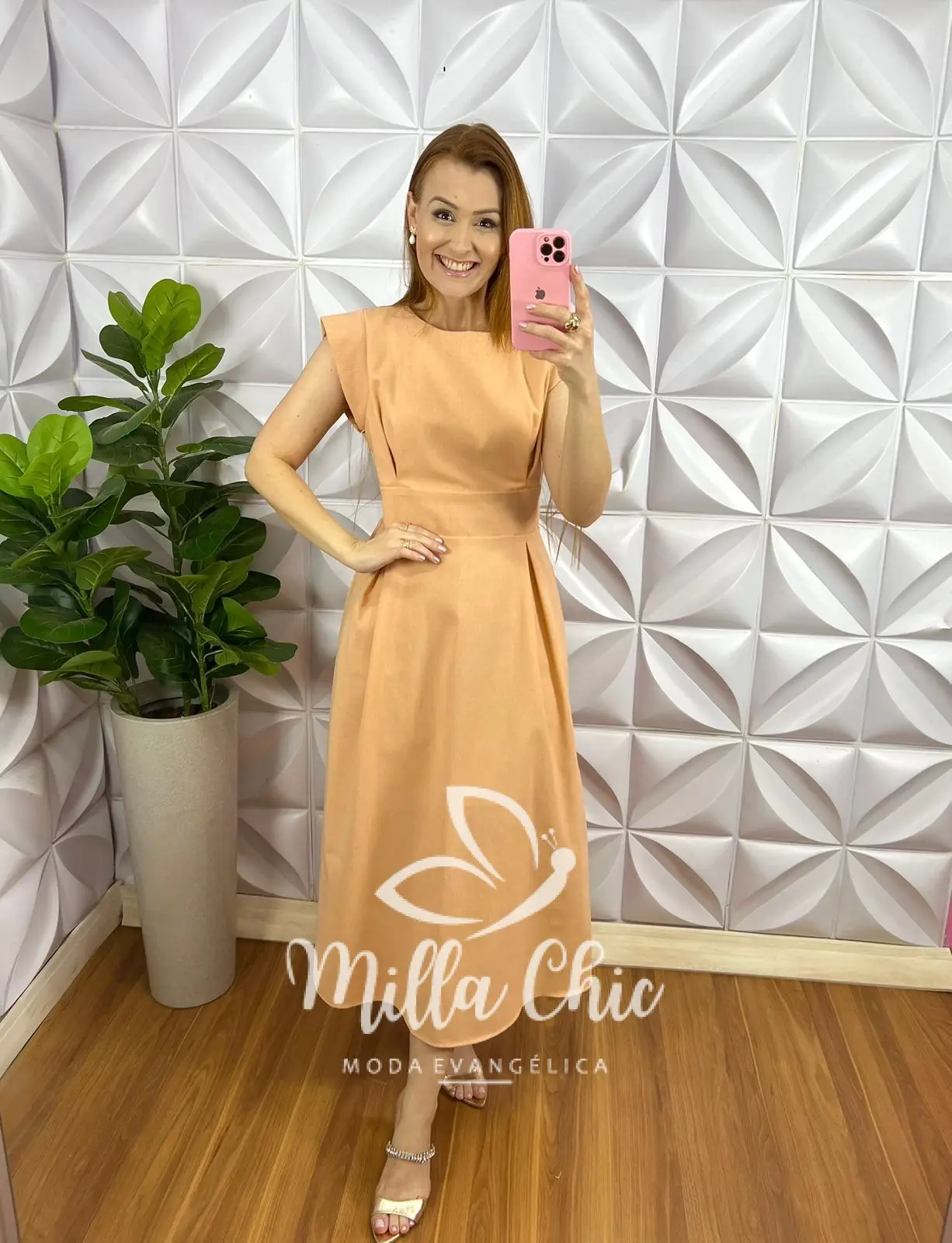 Vestido Linhão Mídi Com Pregas E Lastex Luna – Pêssego – Milla Chic Vestido Linhão Mídi Com Pregas E Lastex Luna - Pêssego - Milla Chic