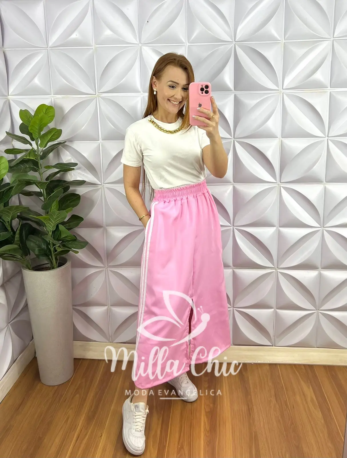 Saia Crepe Alfaiataria Longo Com Fenda Frontal Adele – Rosa – Milla Chic Saia Crepe Alfaiataria Longo Com Fenda Frontal Adele - Rosa - Milla Chic