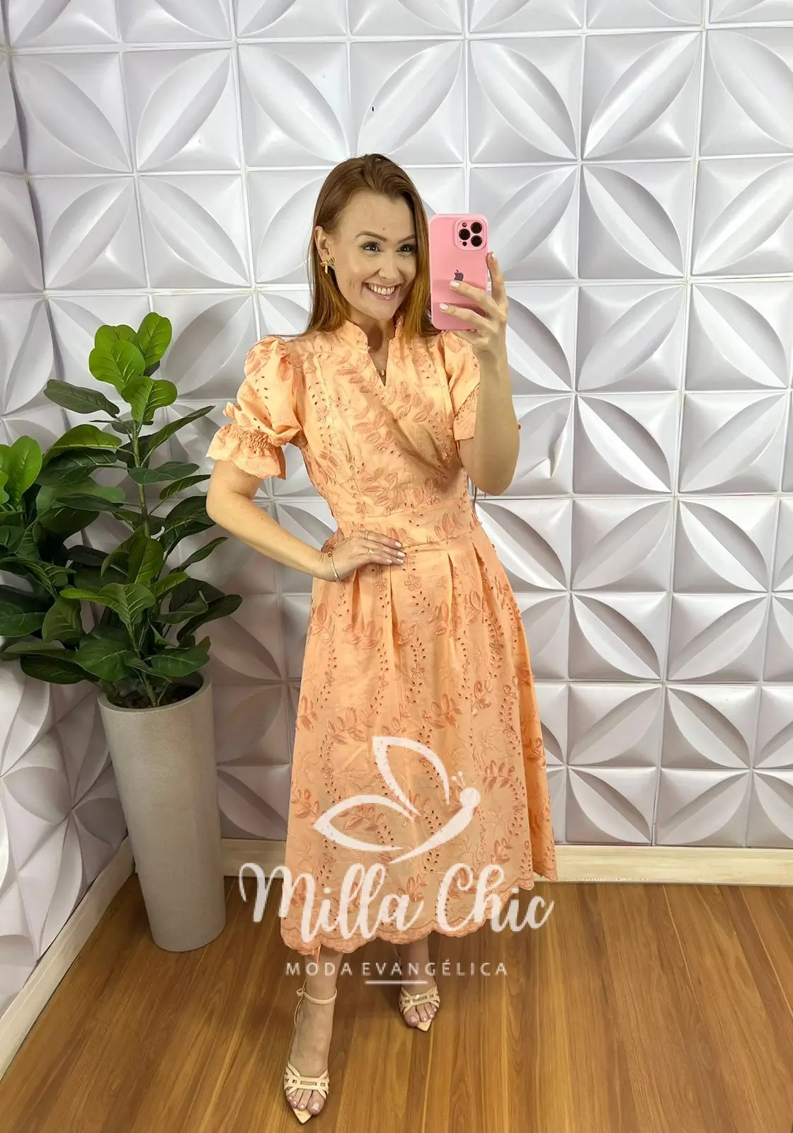 Vestido No Lesie 3D Manga Princesa Mídi Kerolen – Salmão – Milla Chic Vestido No Lesie 3D Manga Princesa Mídi Kerolen - Salmão - Milla Chic
