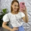 Milla Chic - millachic com br blusa alfaiataria com manga no linho bordado toda drapeada nina branca Blusa Alfaiataria Com Manga No Linho Bordado Toda Drapeada Nina - Branca - Milla Chic