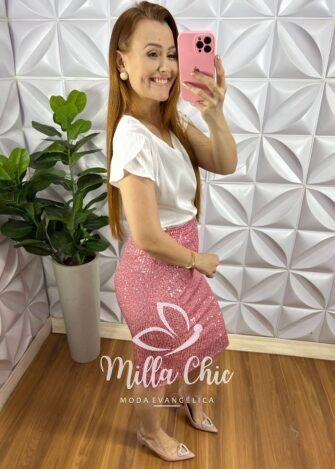 Blusa Cetim Com Drapeados No Ombro Debora - Branca - Milla Chic