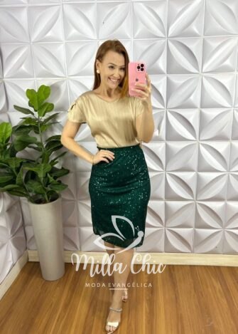 Blusa Cetim Com Drapeados No Ombro Debora - Capuchino - Milla Chic