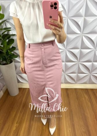 Blusa Cetim Manga Copinho Gola Alta Drapeada Debora - Branco - Milla Chic