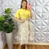Blusa Chiffon Encorpado Com Drapeados Na Gola Malu - Manteiga - Milla Chic